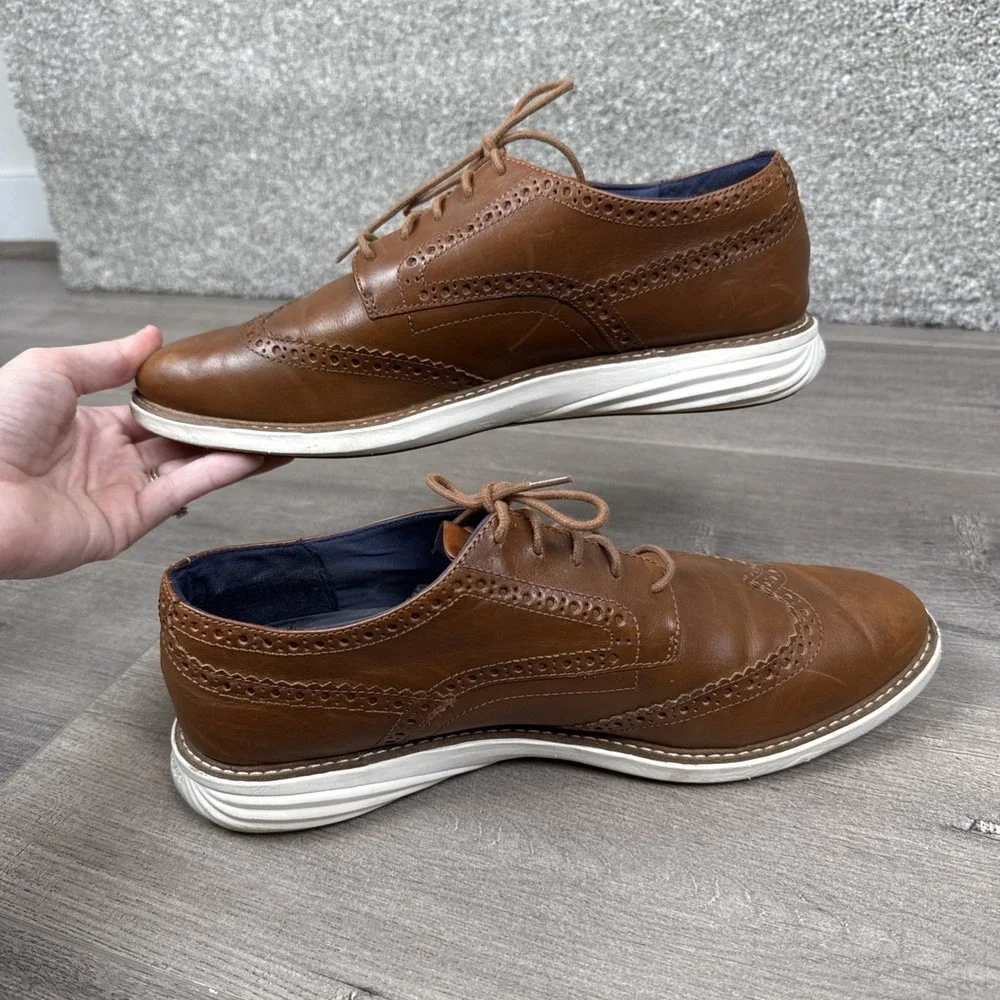 Cole Haan Mens Grand Evolution Wingtip Oxford British Tan Leather W05369 Size 11